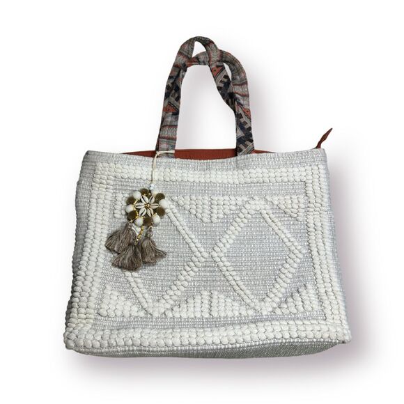 Steven Crotchet Large‎ Boho Chic Tote with Crotchet Charm - Picture 1 of 9